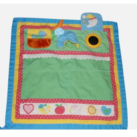 Vintage Playskool Fold N Go Play Mat Quilt Activity Blanket 29X29 - Picture 1 of 5